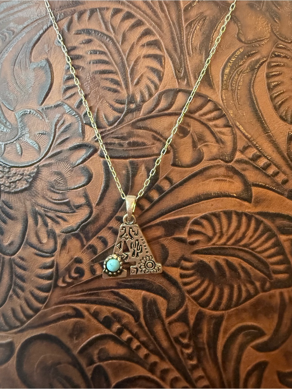Southwestern A Pendant Necklace with Turquoise Accent